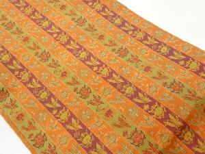 縞に花鳥模様織出し名古屋帯